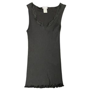 Ann Taylor y2k ribbed silk blend tank ruffle hem lace detail womens small